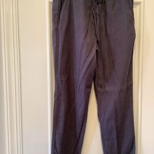 Social Standard Sanctuary Navy Blue Wide-Leg Drawstring Pants Linen Blend Small